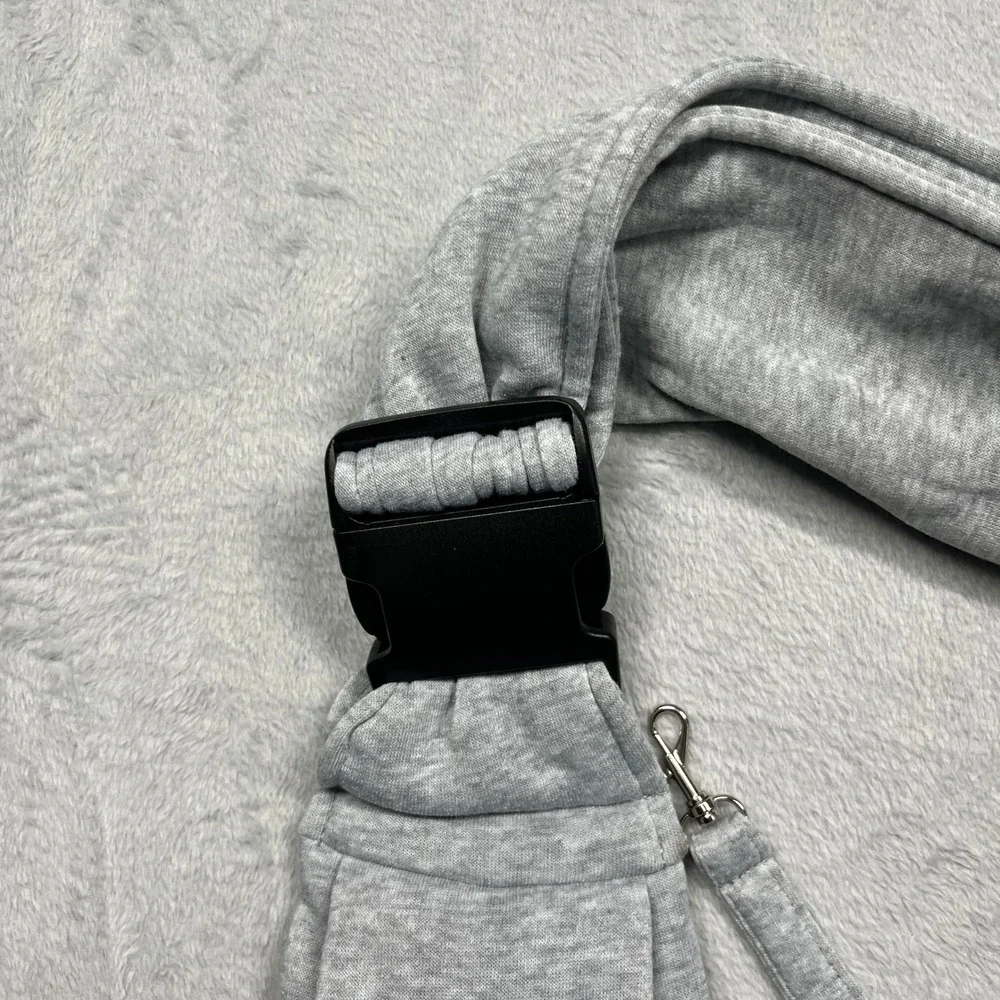 Tomkas Pet Sling Carrier Small Dog Cat Grey Gingham Adjustable Strap Pocket